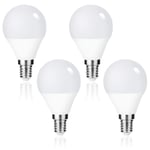 E14 LED Bulbs 5W G45 Edison Screw Light Bulb Globe Golf Ball Lights Plastic Frosted 45W Incandescent Bulb Equivalent,Non-dimmable Lamp Cool White 6000K,Pack of 4 Energy Saving Bulbs