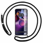 Tumundosmartphone Housse de suspension transparente pour Motorola Moto G84 5G avec cordon noir