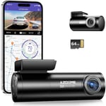 4K Dash Cam 5G WiFi GPS, WDR Super Night Vision Camera för bil, G-sensor, parkeringsläge, gratis 64 GB SD-kort, 170° vidvinkel Dashcam, loop-inspelning, V
