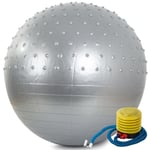 Knottrig Gymboll med pump Ø 55 cm - Silver
