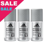 Adidas Men PRO Invisible Roll-On Deodorant Antiperspirant 3 x 50ml