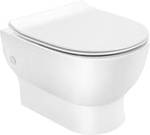 WC Suspendu blanc moderne-HOMDOX- design hygiénique sans rebord, céramique, avec siège amovible avec fonction de fermeture amortie