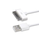 INECK® 30 Pin compatible USB Cable, compatible avec iPhone 4, iPhone 4S, iPad 1/2/3, iPod touch, iPod nano (1M Blanc)