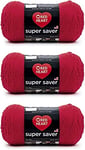 Red Heart Super Saver Lot de 3 acryliques pour tricot, crochet, travaux manuels et amigurumi Rouge vif 198 g 4 moyens (peigné) 300 m