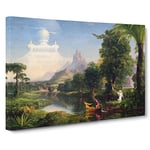 The Voyage Of Life Youth By Thomas Cole Classic Painting Canvas Wall Art Print Ready to Hang, Framed Picture for Living Room Bedroom Home Office Décor, 20x14 Inch (50x35 cm)