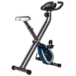 Ultrasport F-Bike 250 bike trainer with training computer and app, hand pulse sensor, foldable home trainer with 8 resistance levels, maximum user weight 100 kg, Dark Grey and Navy