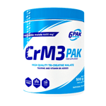 6PAK CRM3 PAK CM3 TRI CREATINE MALATE VITAMIN B6 TAURINE UNFLAVOURED POWDER 500G