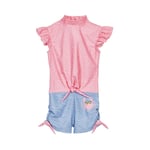 Playshoes UV-skydd i ett stycke krabba blå-rosa