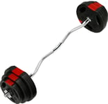 25Kg Tri-Grip EZ Curl Bar Barbell Set Weight Plate Tri Grip Weights Plates Bars 