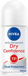 NIVEA Dry Confidence 72H Anti-Perspirant Roll-On Deodorant 50ml, Pack of 6, with