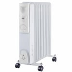 Oil Filled Radiator 11 Fin Thermostat Electric Portable Gloss White 2500W