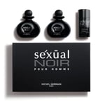 Michel Germain Sexual Noir Pour Homme - Gift Set for Men - Notes of Bergamot, Lavender and Moss - Reduces Unpleasant Body Odor - Long Lasting - Includes EDT Spray, Aftershave and Deodorant - 3 pc