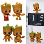 4Pcs Guardians of The Galaxy Cute Baby Groot Figure Toy Desk Ornaments Kids Gift