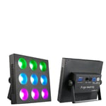 RGBW LED Flad Scene Par Lys, 9-Øje COB Matrix Lys, DMX Scene Lys Effekt Projektor, sort, EU-stik