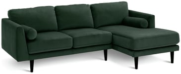 Habitat Jacob Velvet Left Hand Corner Sofa - Emerald Green