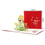 Papier découpé au Laser bricolage fait à la main 15*15 cm carte de voeux en trois dimensions 3d tournesol fleur joyeux anniversaire carte postale avec enveloppe
