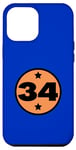 Coque pour iPhone 13 Pro Max Numéro 34 Trente-Quatre Orange Noir Âge Anniversaire Retro