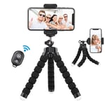 Lidasen Phone Tripod Holder, Flexible Mini Tripod for Phones with Bluetooth Control, Portable Travel Camera Mobile Phone Tripod Mount Compatible with iPhone, Android Phones, GoPro, 4-8" Smart Device