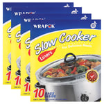 WRAPOK Slow Cooker Liners Kitchen Disposable Cooking Bags BPA Free for Oval or Round Pot, Large Size 13 x 21 Inch, Fits 3 to 8.5 Quarts - 4 Pack (40 Bags Total)