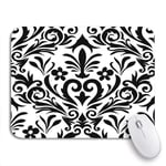 Gaming Mouse Pad Damask Pattern Elegant in Baroque Floral and Swirl Black Nonslip Rubber Backing Mousepad for Notebooks Computers Mouse Mats