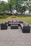 Grey Rattan Sofa Outdoor Garden Furniture Rectangular Coffee Table Set Patio