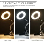 Portable Led Ring Light Clip On Bed Desk Table Lamp Reading Make Silver B2