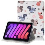 iPad Mini (2021) Kunst Skunn Deksel med Lommebok &amp; Touch Pen Holder - Små Dyr
