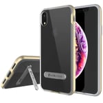 PunkCase iPhone XR Case, [LUCID 3.0 Series] [Slim Fit] [Clear Back] Armor Cover w/Integrated Kickstand, Anti-Shock System & PUNKSHIELD Screen Protector for Apple iPhone XR [Gold]