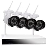 Electriq HD Wireless CCTV Camera System, 4 Channel 1080p CCTV NVR with 4 x 2.0MP WiFi IP Cameras, Plug & Play, Weatherproof, Night Vision, Motion Dectection, Mobile Live Viewing, App, No Hard Drive