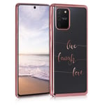 kwmobile Crystal TPU Case Compatible with Samsung Galaxy S10 Lite - Case Soft Flexible Transparent Silicone Cover - Live, Laugh, Love Rose Gold/Rose Gold/Transparent