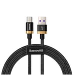 Baseus Purple Gold Red USB / USB-C-kabel med Nylon Braid SuperCharge 40W Quick Charge 3.0 QC3.0 1M (CATZH-AV1) - Svart