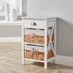 Dartmouth 1 Drawer with 2 Wicker Basket Drawer Bedside Storage Unit