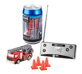 Revell Control 23558 Mini Remote Control Car Fire Truck, With 40 MHz Control, In a Can Container, Includes Traffic Cones, 8cm in length