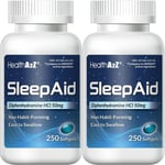 2pk HealthA2Z sleep Aid, Diphenhydramine HCl 50mg for Deeper sleep, 250 Softgel