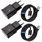 Chargeur de Batterie Rapide pour Samsung Téléphone, (2-Pack) Chargeur USB Adaptatif Rapide avec Câble USB Type C pour Galaxy S8, S9, S9 Plus, S10, S10e, A13, A30, A20, Z Flip3, Z Fold2, Note 9, 8