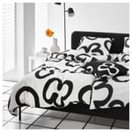 IKEA IKEA KLIPPBRÄCKA påslakan 1 örngott, vit/svart, 150x200/50x60 cm, cm 150x200/50x60 cm