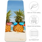 Family Of Funny Pineapples In Sunglasses On The Beach Yoga Mat,Eco Friendly Non Slip Fitness Exercise Mat,Workout Mat for Yoga, Pilates and Floor Exercises 72x32 in