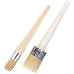ASelected 2 Pack Furniture Paint Brushes for Chalk Paint 25mm 50mm Natural Bristle Round Wax Brush Set for Painting Waxing Furniture Home Decor Pottery Glazing