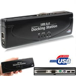 Station d accueil Hi-Speed USB 2.0 avec 8 ports (2xUSB 2.0 + souris PS2 + clavier PS2 + RS232 + DB25 + LAN + Upstream), noir