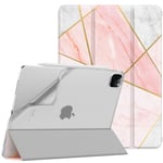 Dadanism Slim Case for iPad Pro 12.9" 2020 4th Gen, Soft TPU Translucent Frosted Back Smart Cover Fit iPad Pro 12.9 inch 2020, Auto Sleep/Wake [Support Apple Pencil Charging] - Geometric Marble Pink