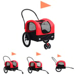 The Living Store Cykelvagn för husdjur och joggingvagn 2-i-1 röd och svart -  Vagnar för husdjur