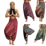 Women Casual Summer Loose Yoga Trousers Wine Red