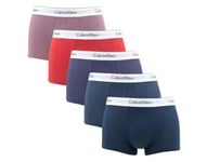 Calvin Klein Men Boxer Short Trunks Stretch Cotton Pack of 5, Multicolor (Bl Ind Shrl Pom Rd Cap Rs Spksy), S