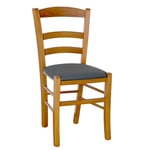 Chaise En Bois Paesana Noyer Clair Avec Assise En Similicuir Anthracite