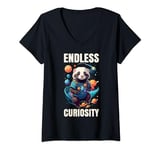 Womens Ferret in universe. Endless curiosity. V-Neck T-Shirt