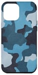 iPhone 12 Pro Max Blue Vintage Camo Realistic Worn Out Effect Case