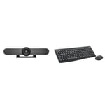 Logitech MeetUp Video Conferencing System, Ultra HD 4K/1080p/720p- Black, 4K & MK295 Silent Wireless Mouse & Keyboard Combo with SilentTouch Technology, Black