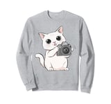 Kawaii Cat With Camera Photographer Funny Cute Photography Sweatshirt