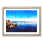 Sea Of Galilee In Israel Painting Modern Art Framed Wall Art Print, Ready to Hang Picture for Living Room Bedroom Home Office Décor, Oak A4 (34 x 25 cm)