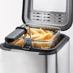 Compact Deep Fat Fryer Electric Stainless Steel  Non-Stick Chip Pan 1.5L